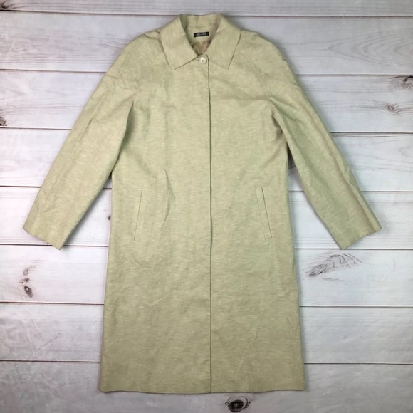 Rodel Linen Button Down Peacoat Long Jacket Designer Vintage Italy - Picture 4 of 14